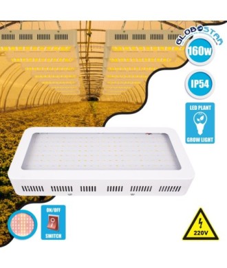 GloboStar® 85953 Grow Light Hydro Full Spectrum LED Φωτιστικό Ανάπτυξης Φυτών Υδροπονικού Θερμοκηπίου SMD 2835 160W 160° AC230V IP54 Εσωτερικού Χώρου για Κάλυψη Επιφάνειας 3m x 3m Πλήρους Φάσματος Φωτισμού